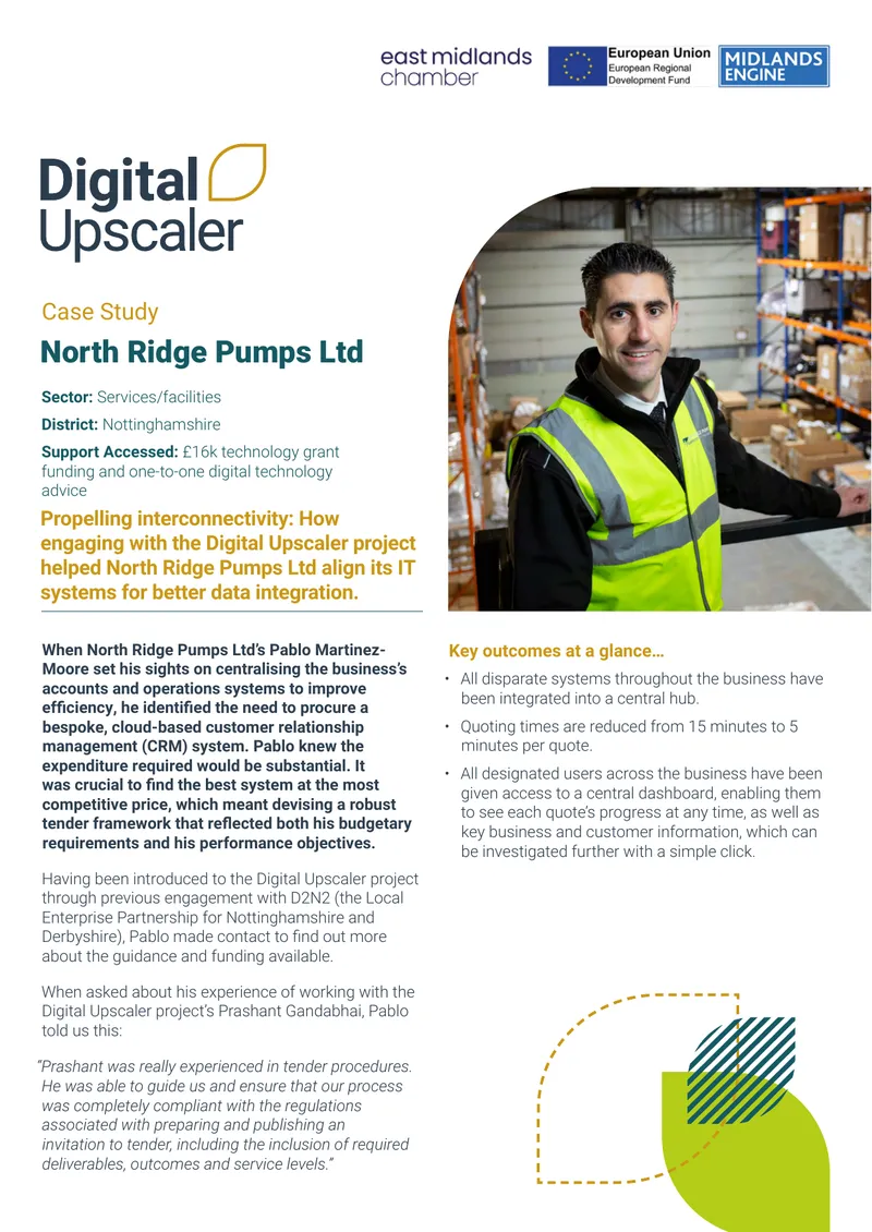 Digital Transformation Case Study for North Ridge Pumps Ltd