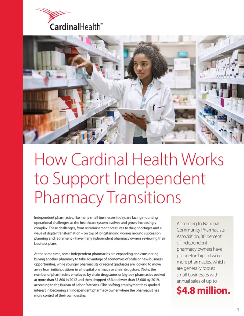 Cardinal Health Support for Independent Pharmacy Transitions