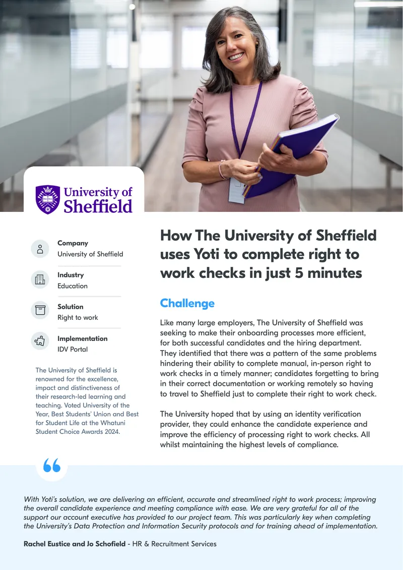 University of Sheffield Right to Work Process Improvement