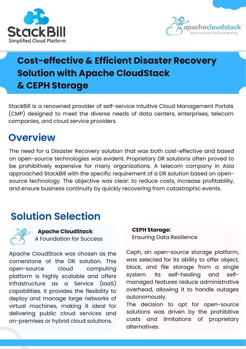 Disaster Recovery Solution with Apache CloudStack and Ceph Storage