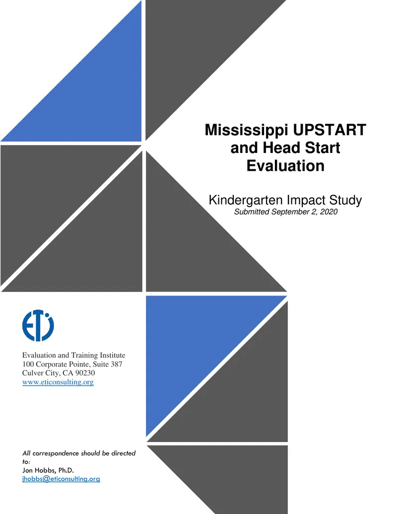 Mississippi UPSTART and Head Start Evaluation Kindergarten Impact Study