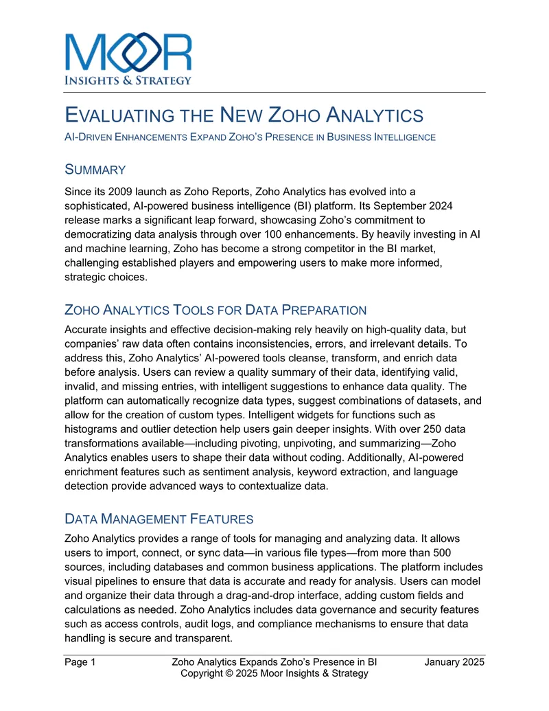 Zoho Analytics AI-Driven Enhancements in Business Intelligence
