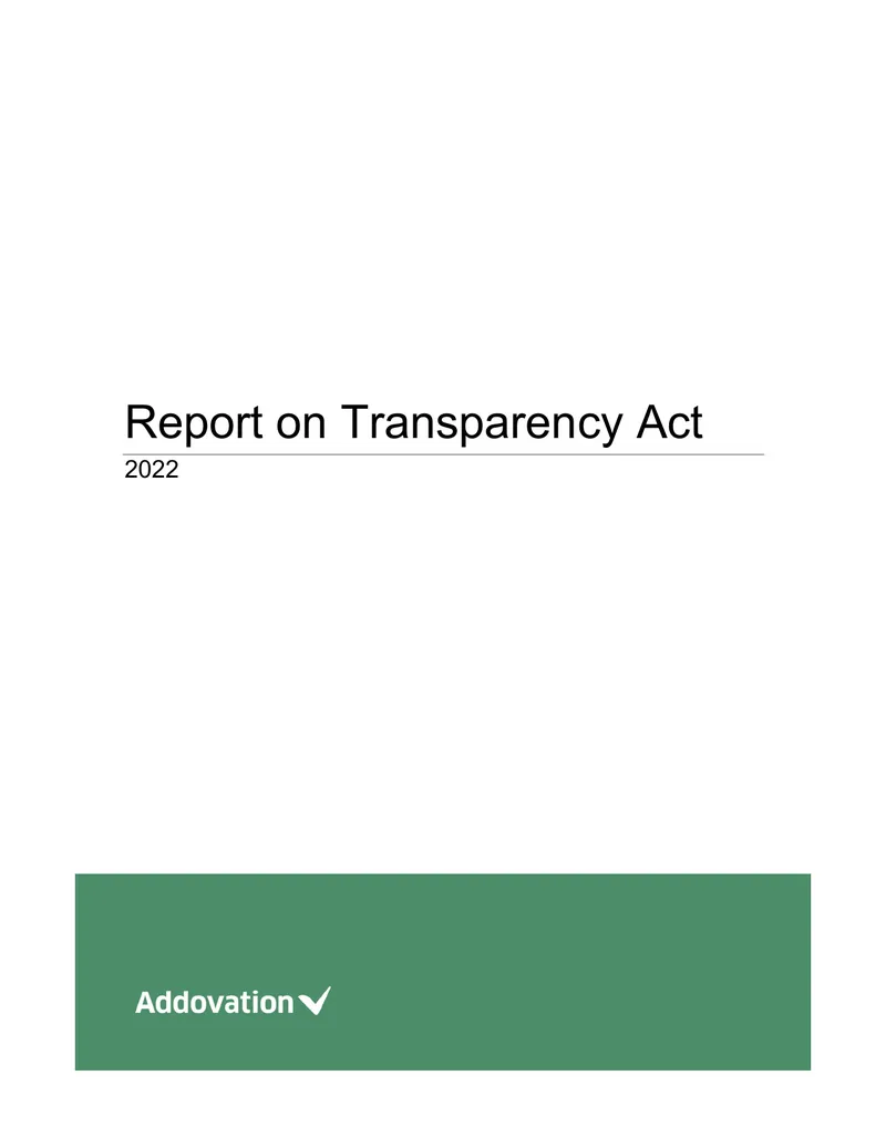 Addovation Group Reporting on Transparency Act 2022