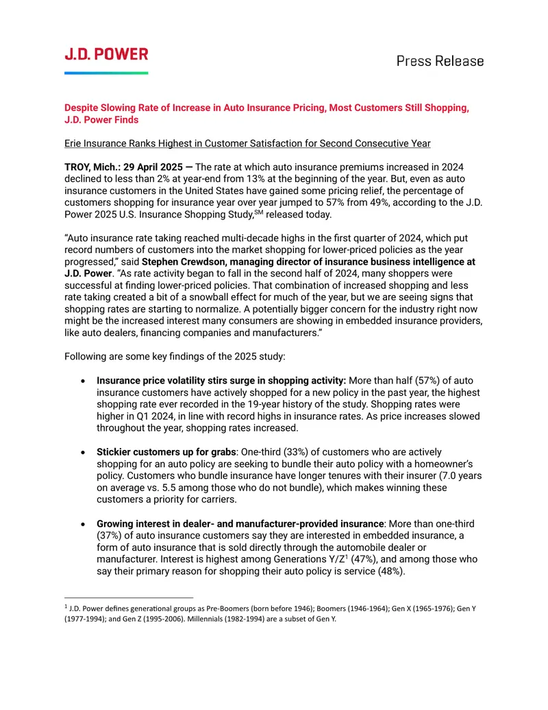 2025 U.S. Insurance Shopping Study Findings