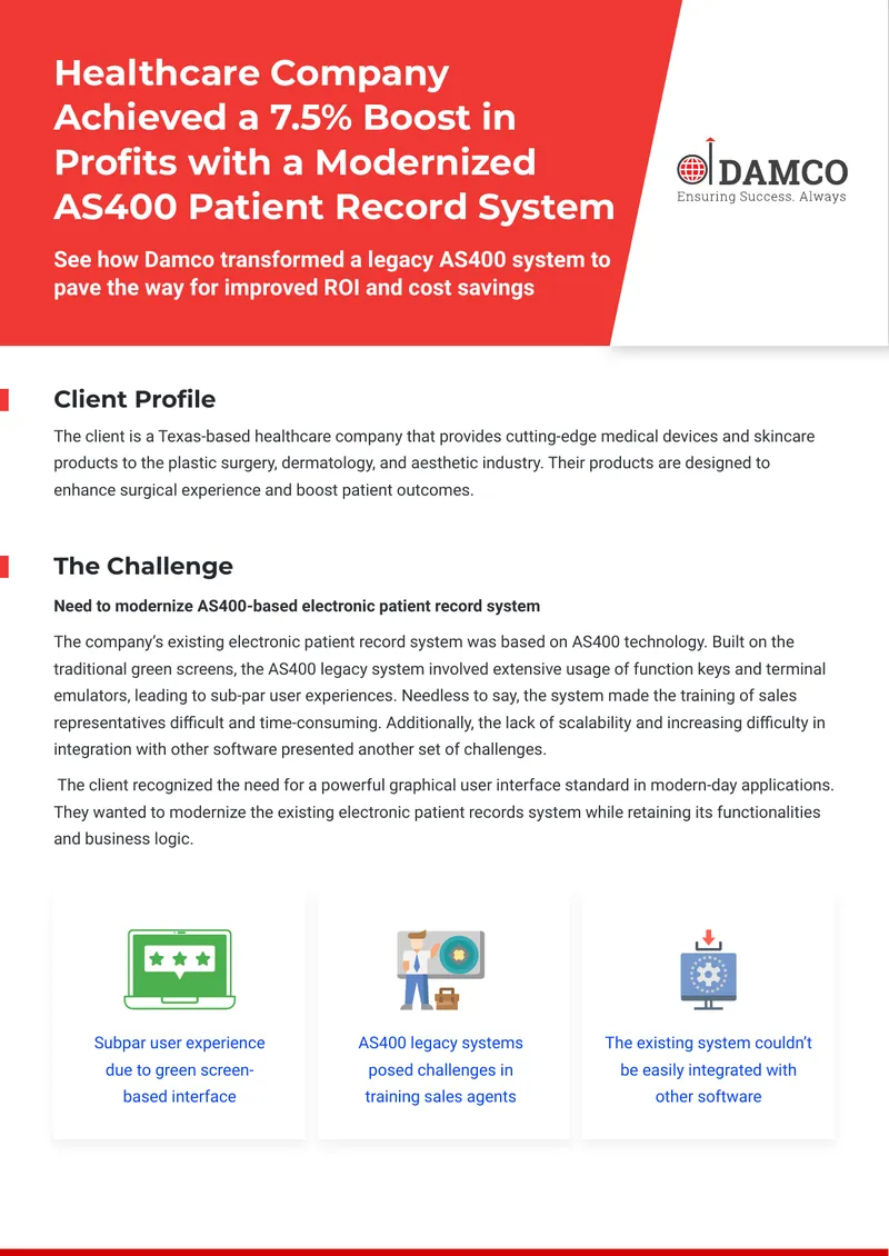 Modernization of AS400 Electronic Patient Record System