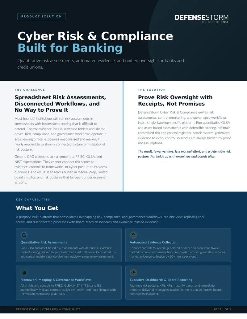 Cyber Risk and Compliance Platform for Financial Institutions