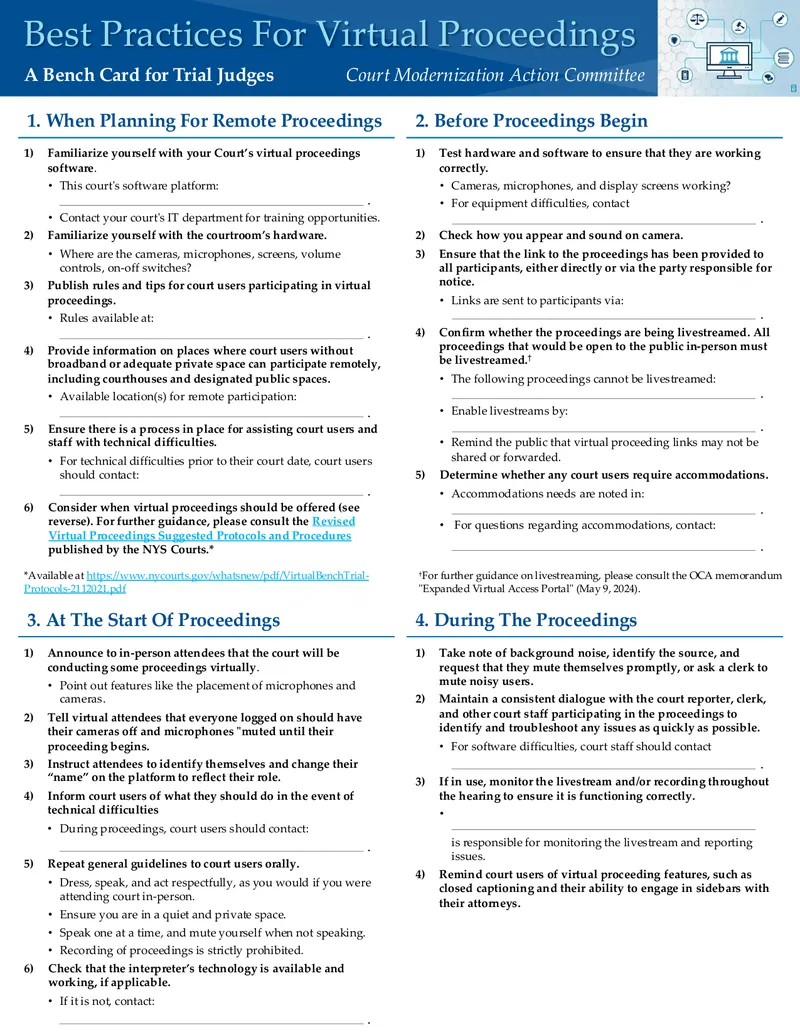 Best Practices for Virtual Court Proceedings