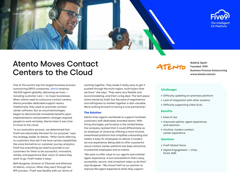Atento Moves Contact Centers to the Cloud
