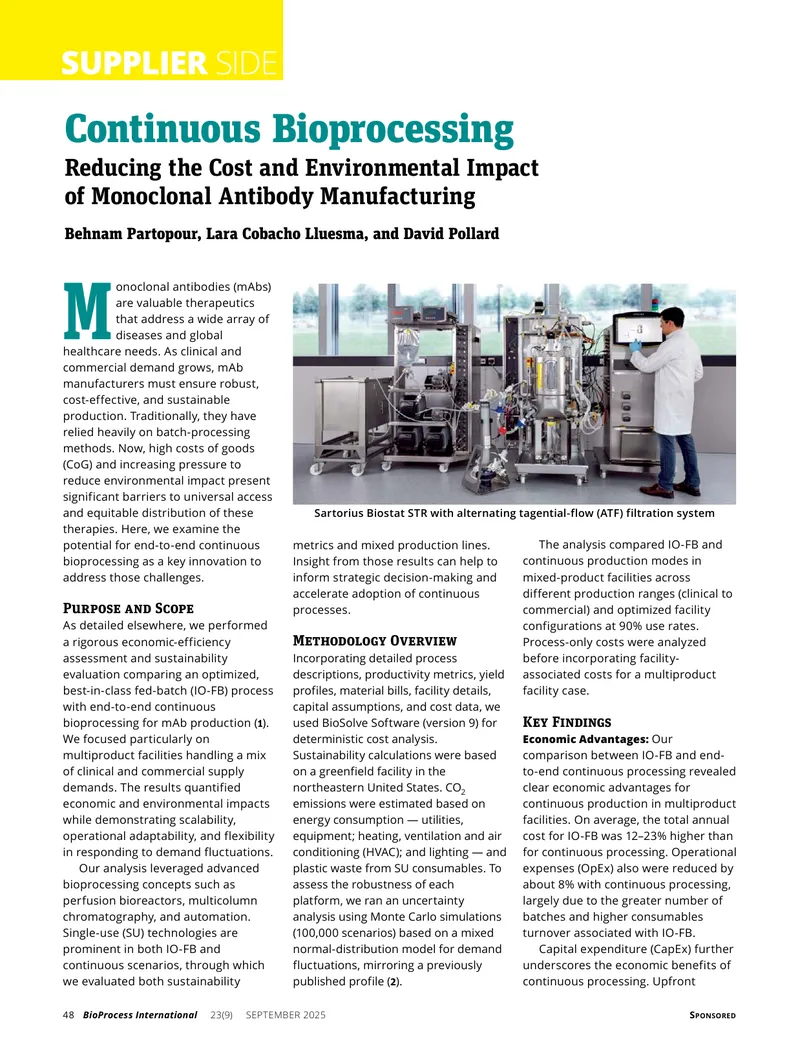 Continuous Bioprocessing for Monoclonal Antibody Manufacturing