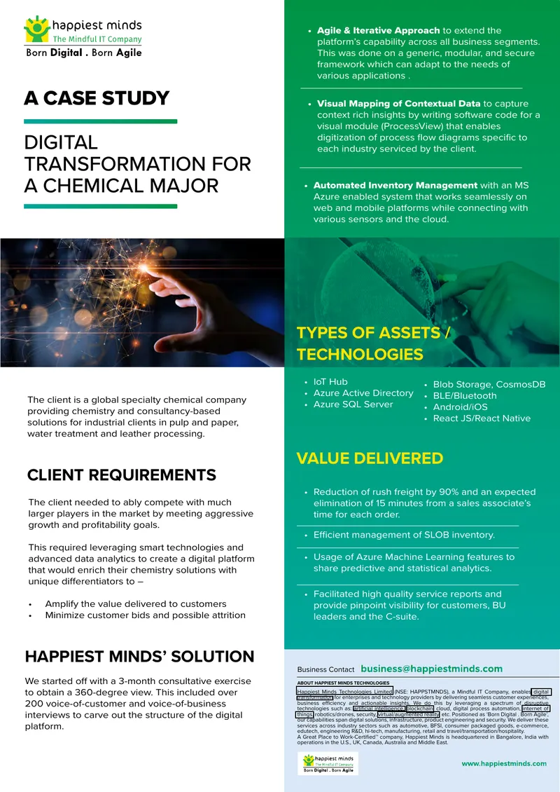 Digital Transformation Case Study for Chemical Industry