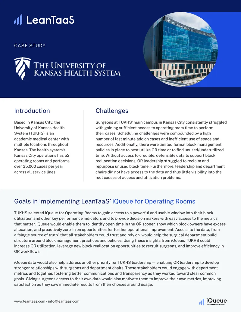 Operating Room Utilization Improvement Case Study
