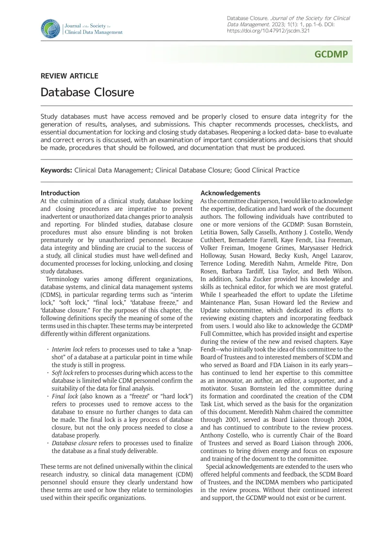 Database Closure Procedures in Clinical Studies preview page 1