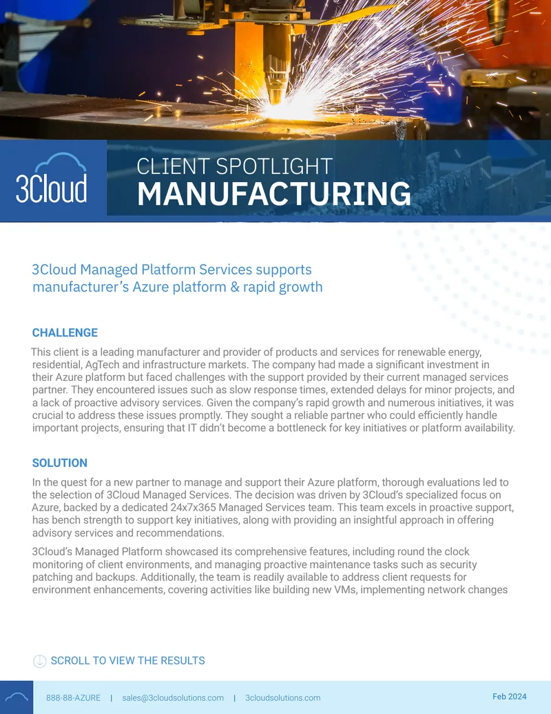 3Cloud Managed Services for Azure Platform Support