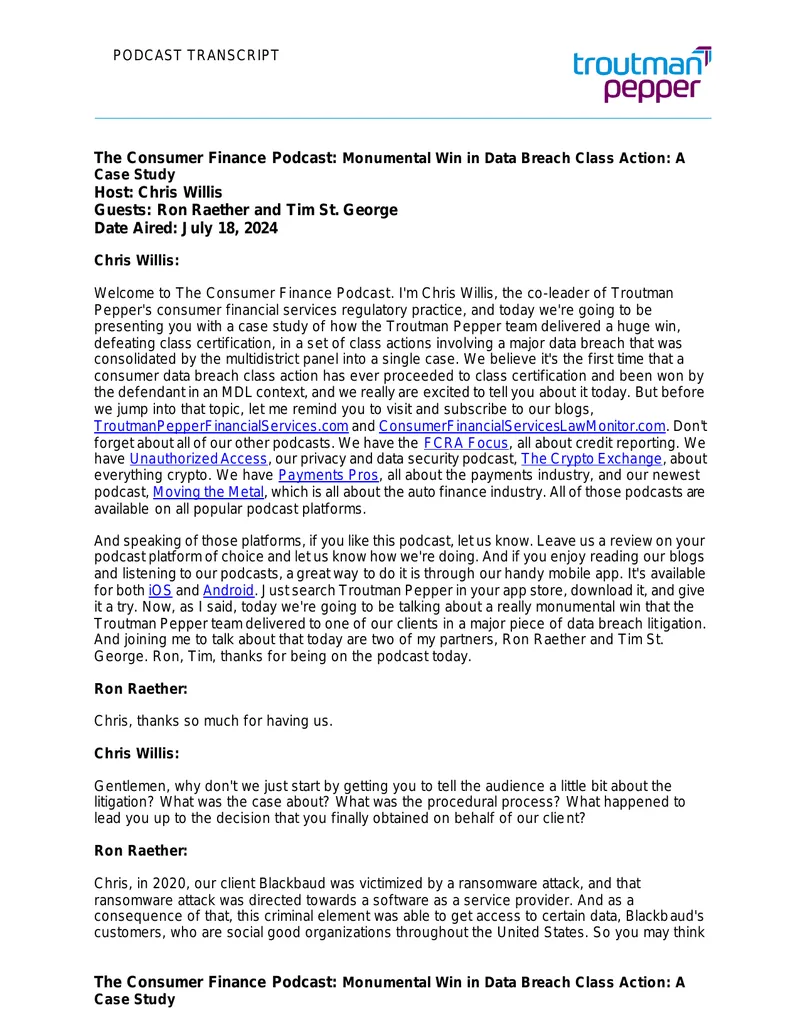 Data Breach Class Action Case Study