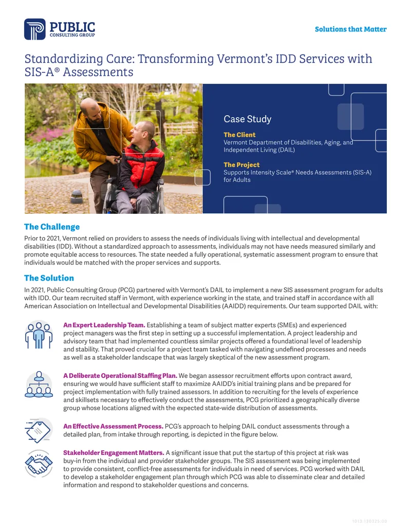 Standardizing Care with SIS-A Assessments in Vermont