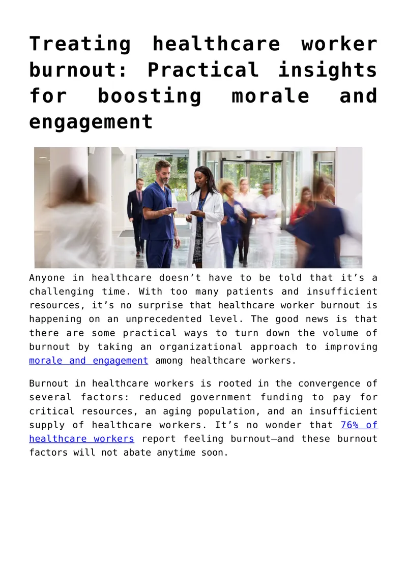 Treating Healthcare Worker Burnout