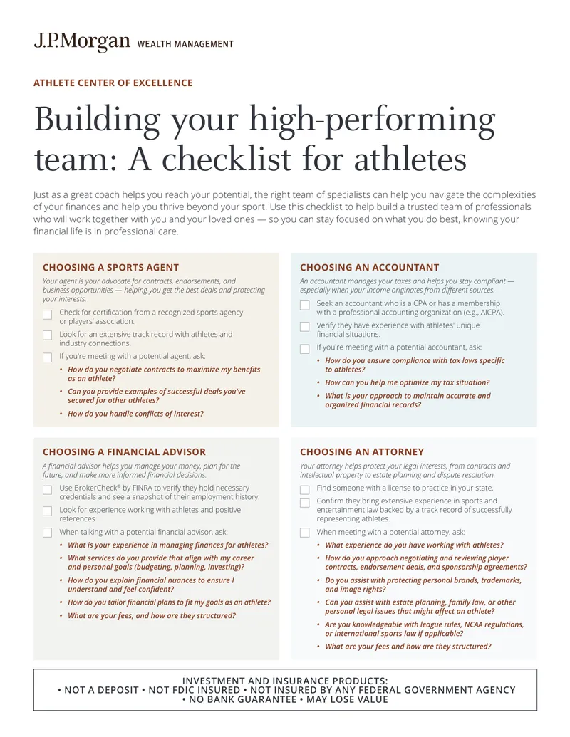 Checklist for Building a High-Performing Team for Athletes