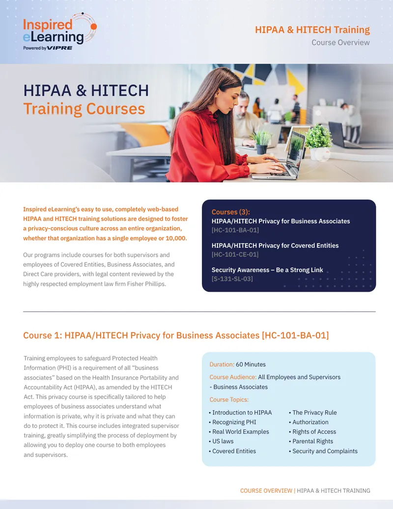 HIPAA and HITECH Training Course Overview