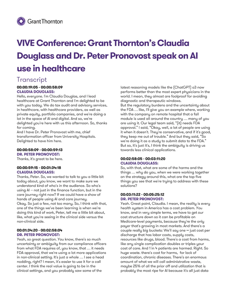 AI Applications in Healthcare Discussion Transcript