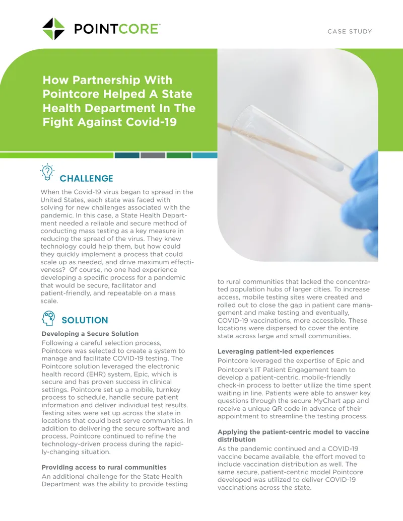 Partnership with Pointcore for COVID-19 Testing Solution