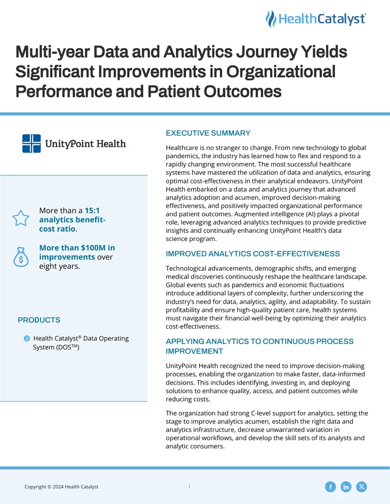 UnityPoint Health Data and Analytics Journey Case Study