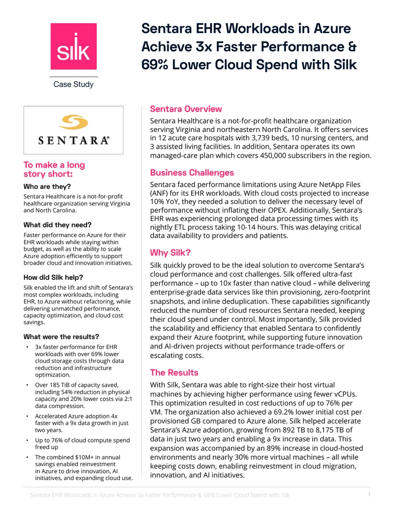 Sentara Healthcare Azure EHR Workload Optimization Case Study