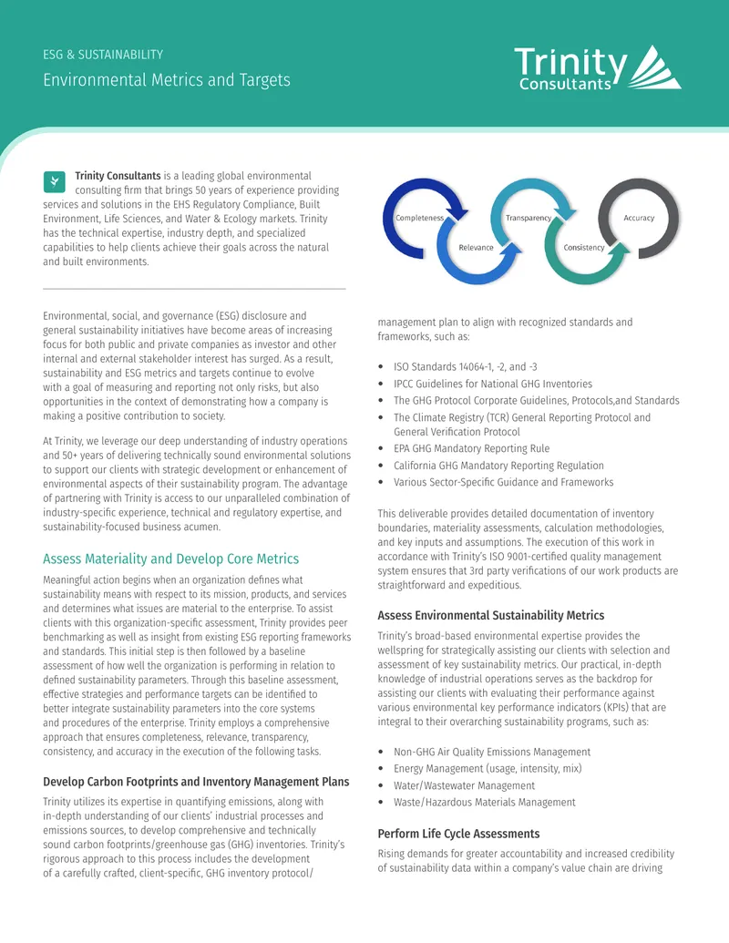 Environmental Sustainability and ESG Consulting Services