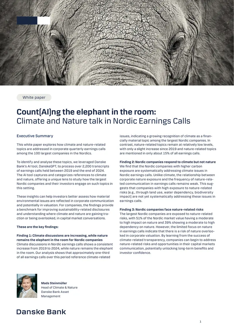 Climate and Nature Discourse in Nordic Earnings Calls