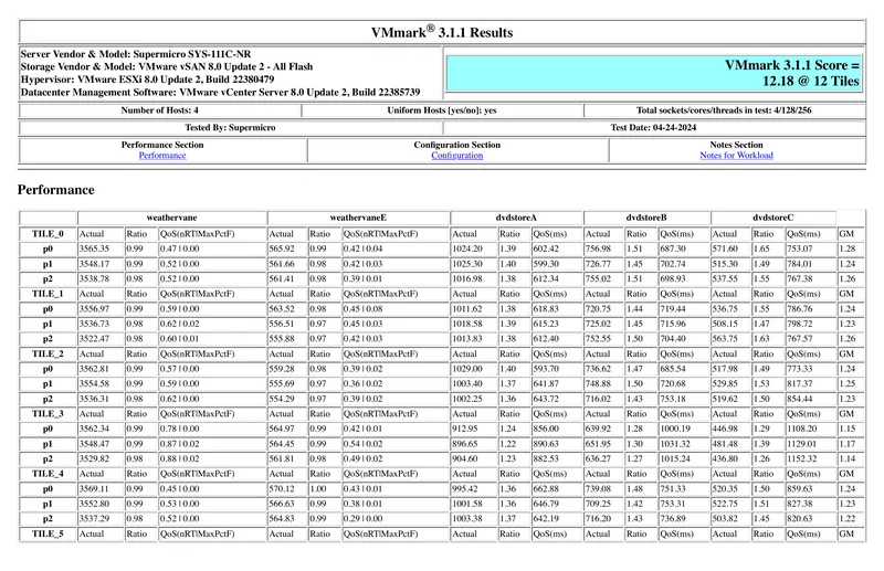 VMmark 3.1.1 Performance Results Report