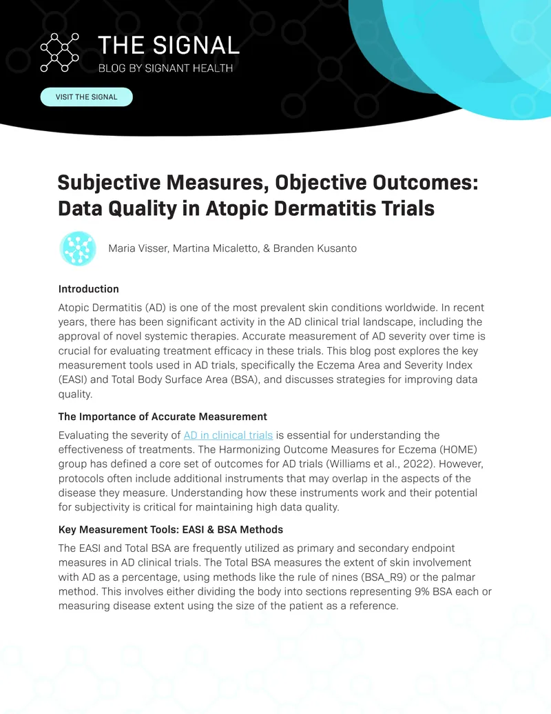 Data Quality in Atopic Dermatitis Clinical Trials