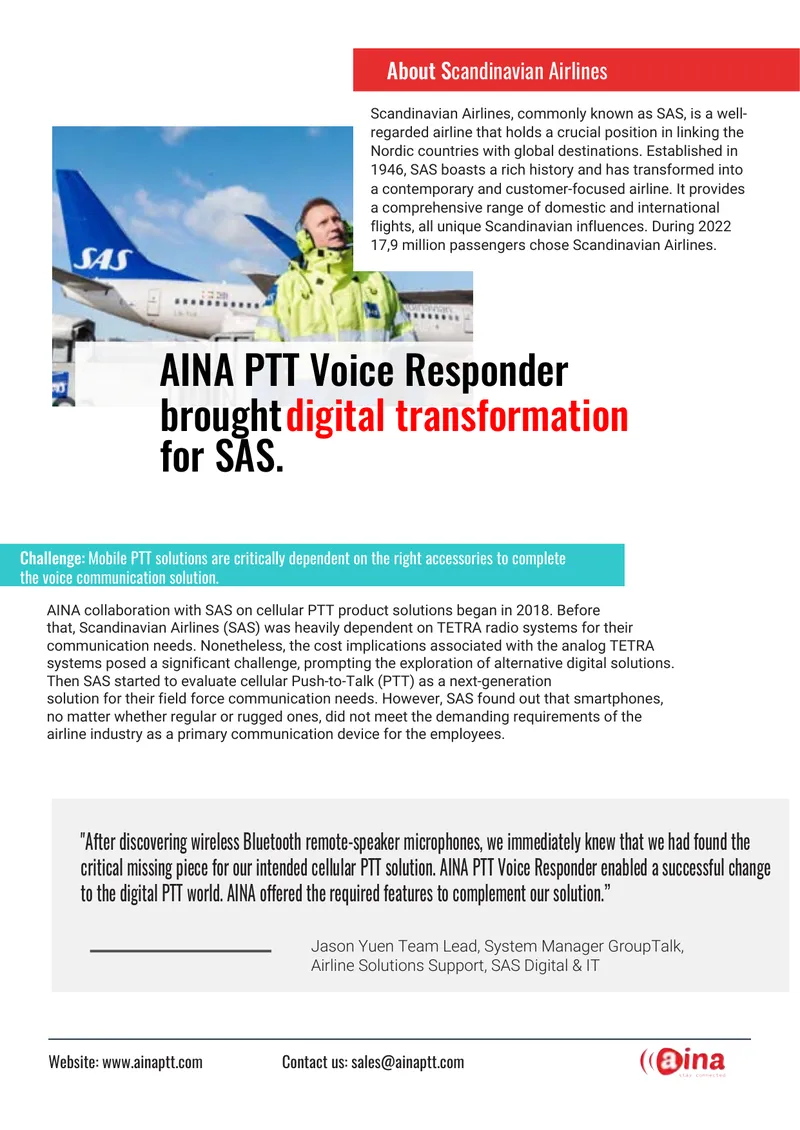 AINA PTT Voice Responder Implementation at SAS