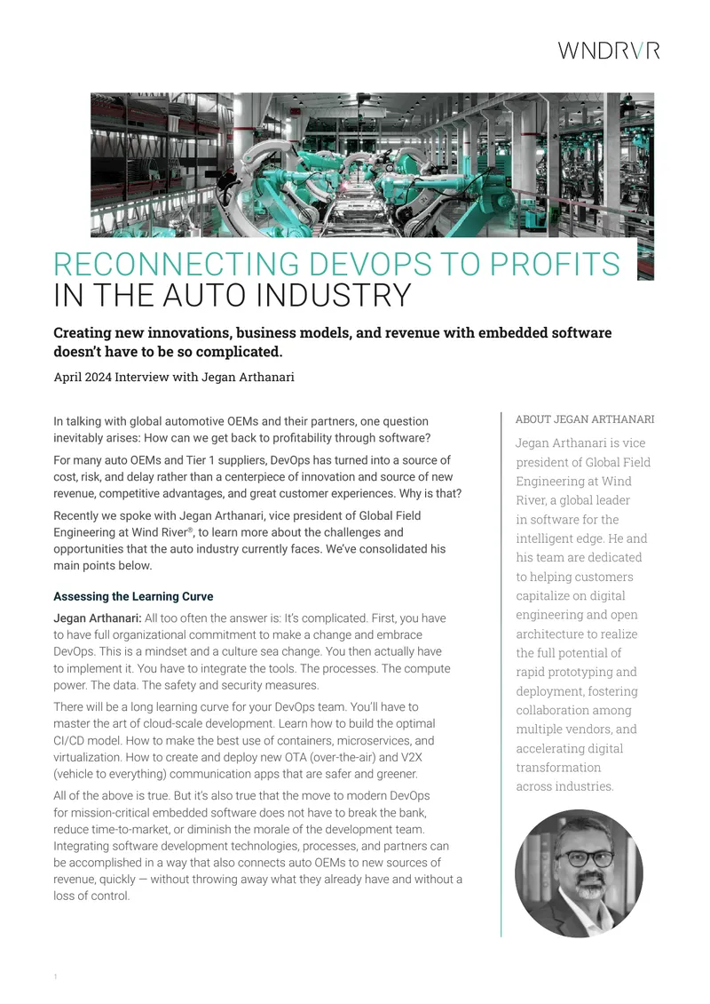 Reconnecting DevOps to Profits in the Auto Industry