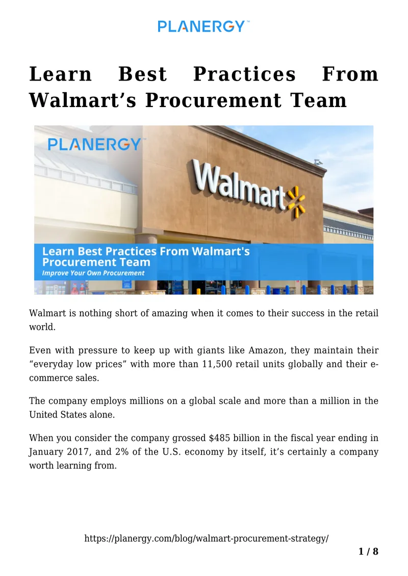 Walmart Procurement Strategy Best Practices
