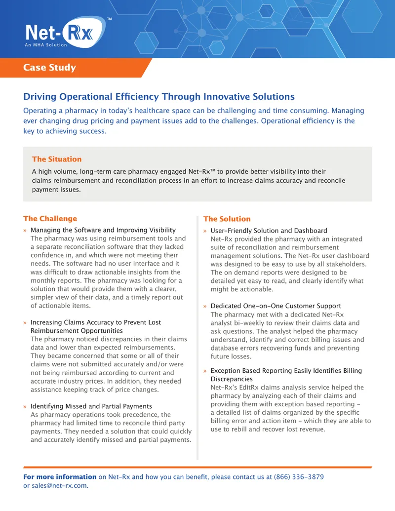 Improving Pharmacy Claims Management Efficiency