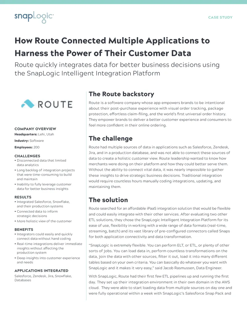 Route Case Study on Data Integration with SnapLogic