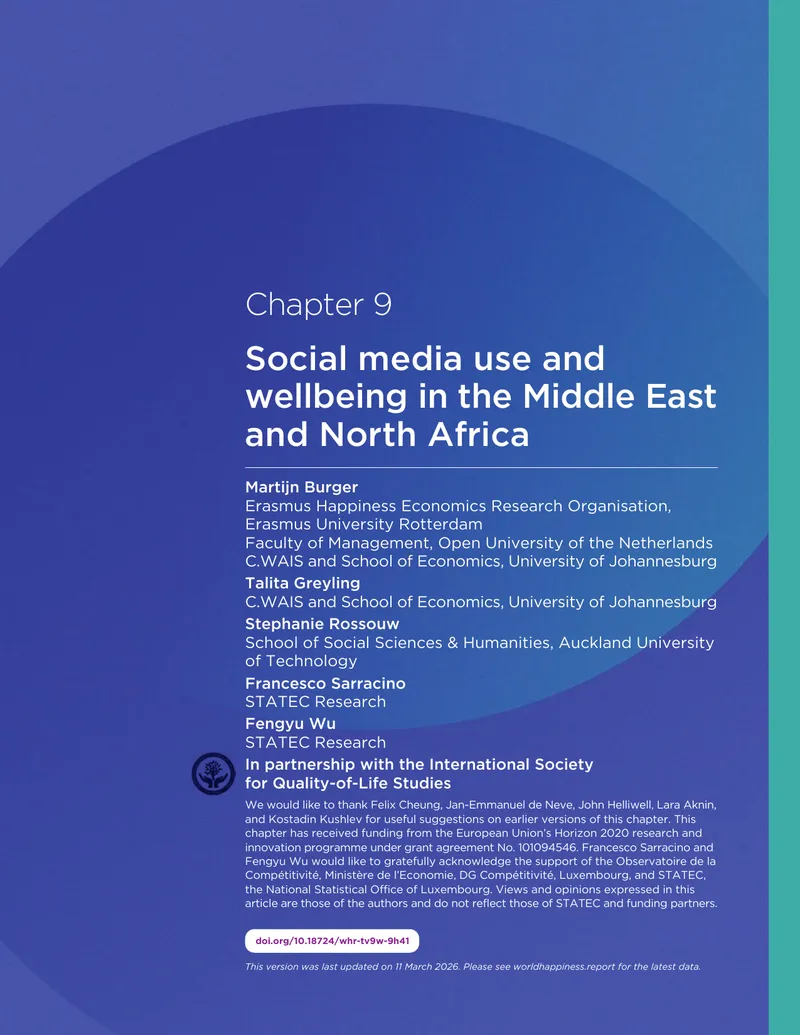 Social Media Use and Wellbeing in the MENA Region