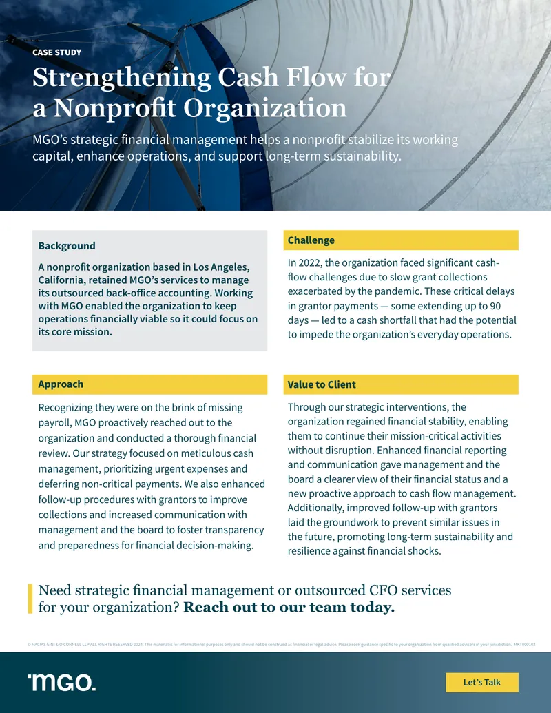 Strengthening Cash Flow for a Nonprofit Organization