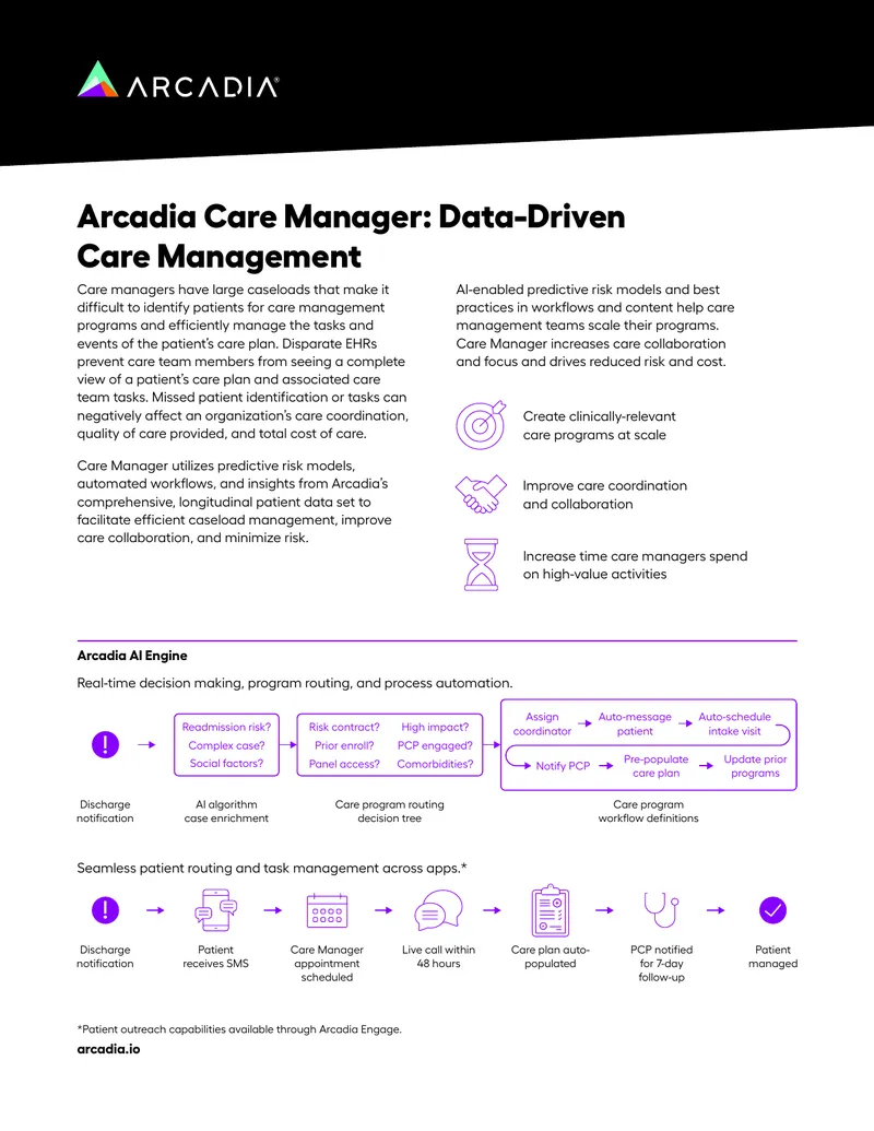 Arcadia Care Manager Data-Driven Care Management