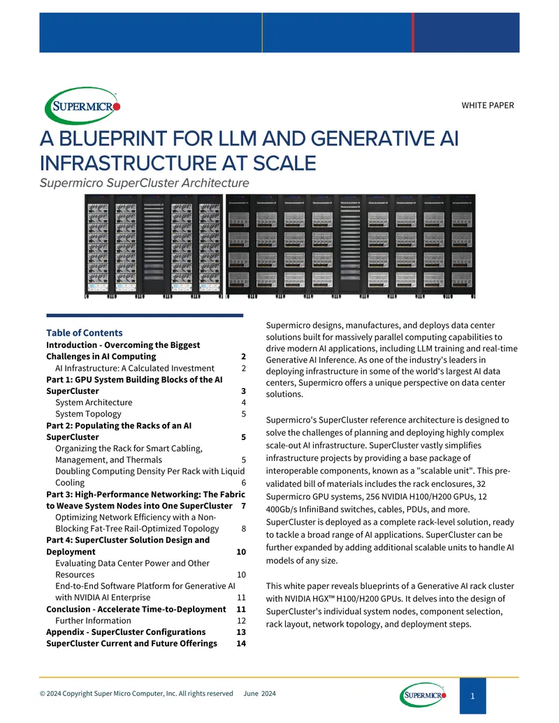 Supermicro SuperCluster AI Infrastructure White Paper