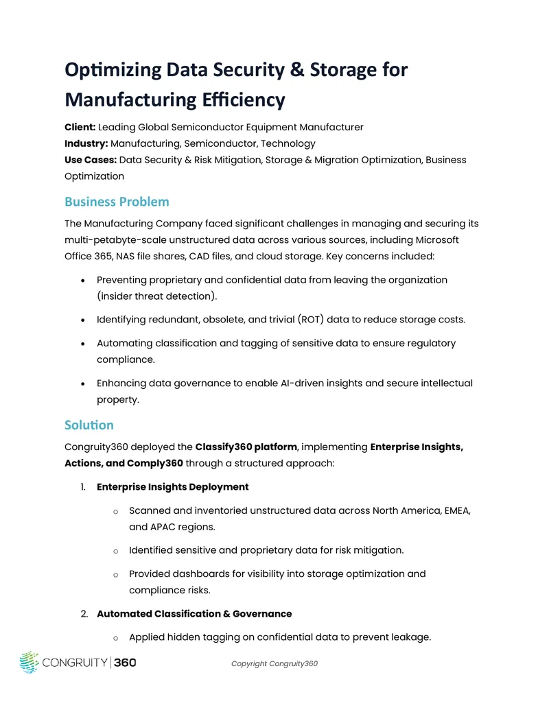 Optimizing Data Security and Storage for Manufacturing Efficiency