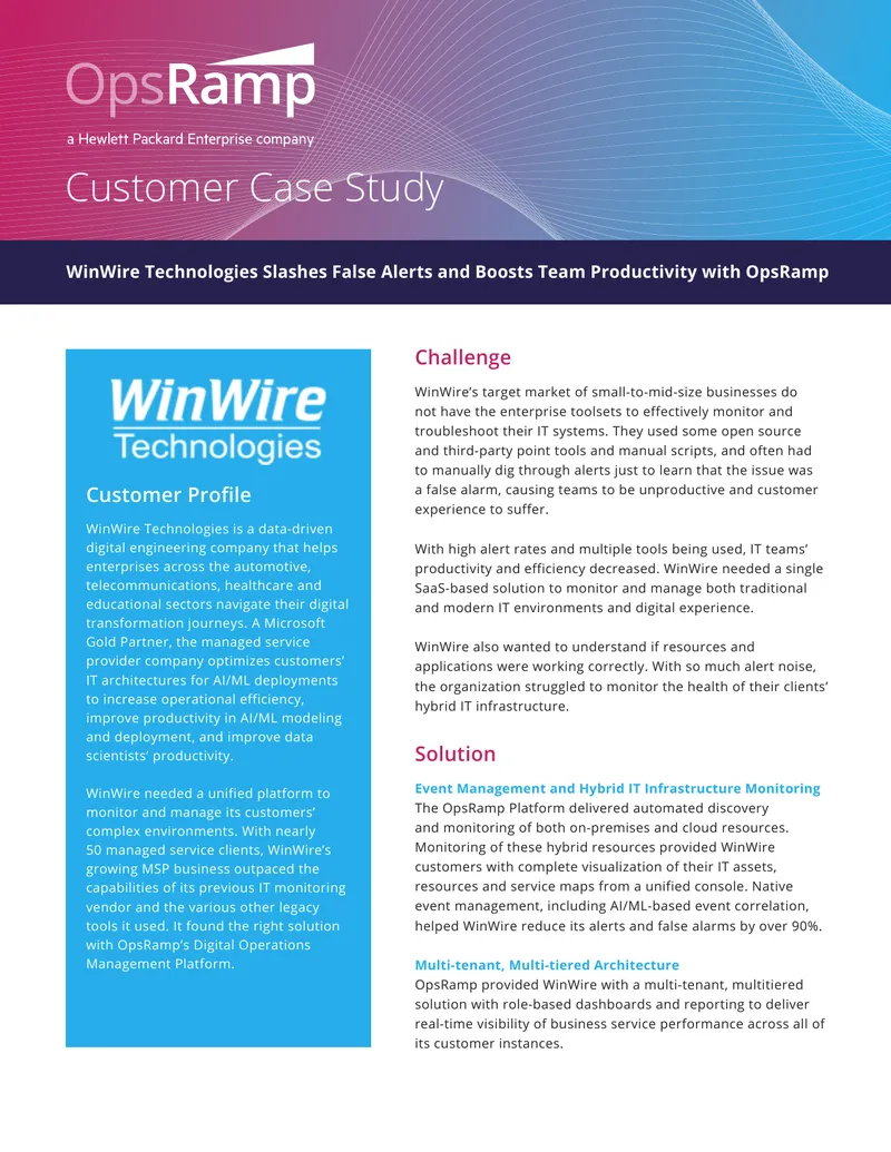 WinWire Technologies Case Study on OpsRamp Implementation