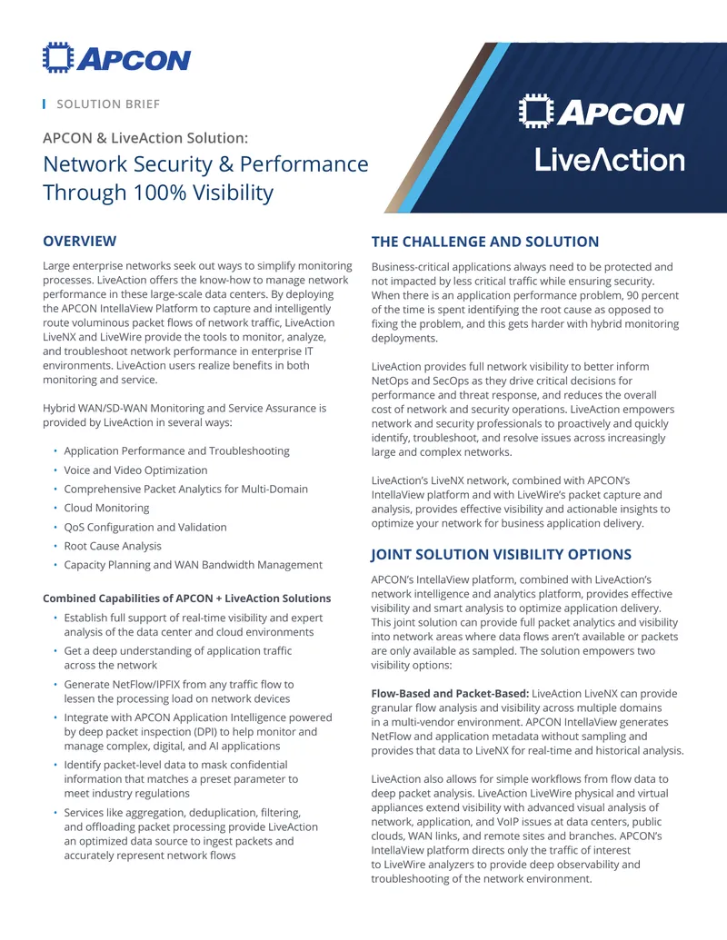 Network Security and Performance Visibility Solutions