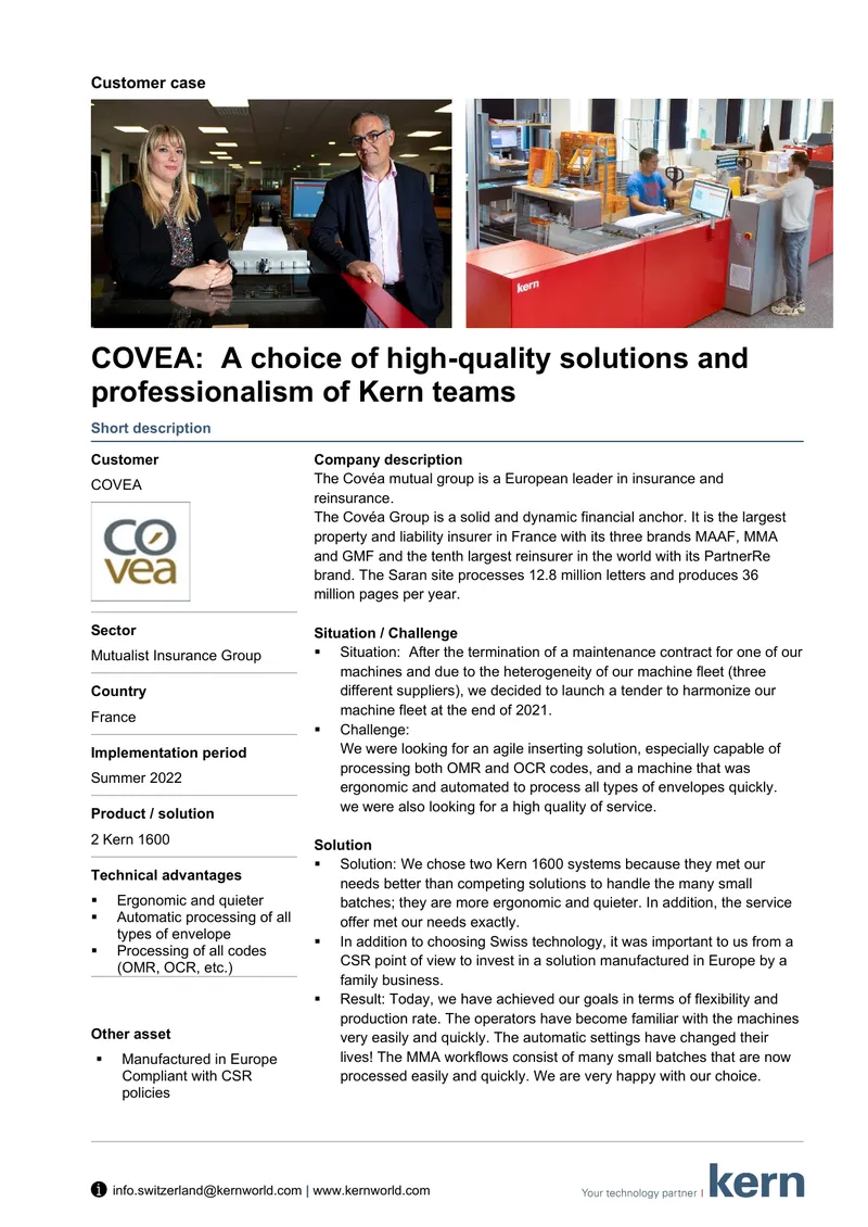 Covéa Customer Case Study on Inserting Solutions