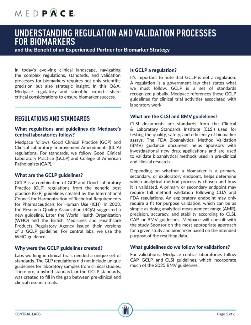 Regulatory Guidelines for Biomarker Validation Processes