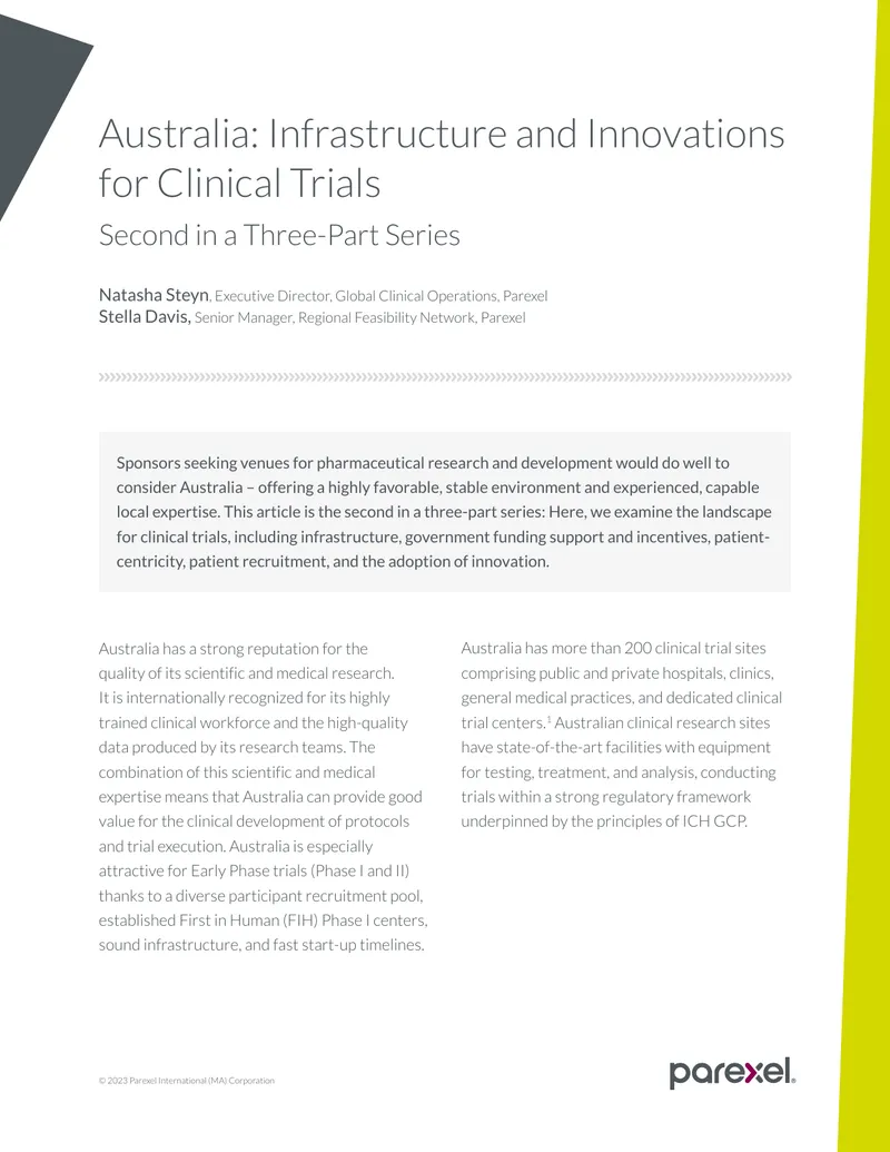 Australia's Clinical Trials Infrastructure and Innovations