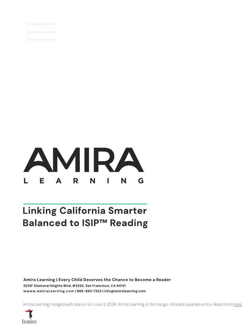 Linking California Smarter Balanced to ISIP Reading