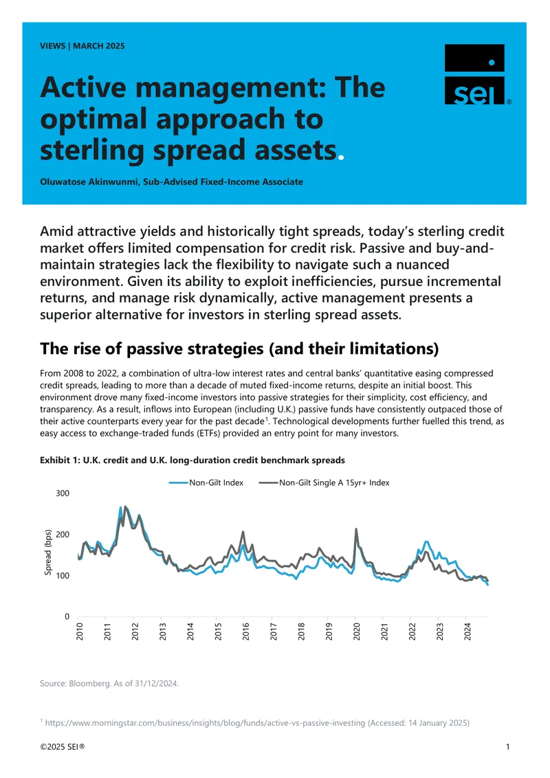 Active Management in Sterling Spread Assets