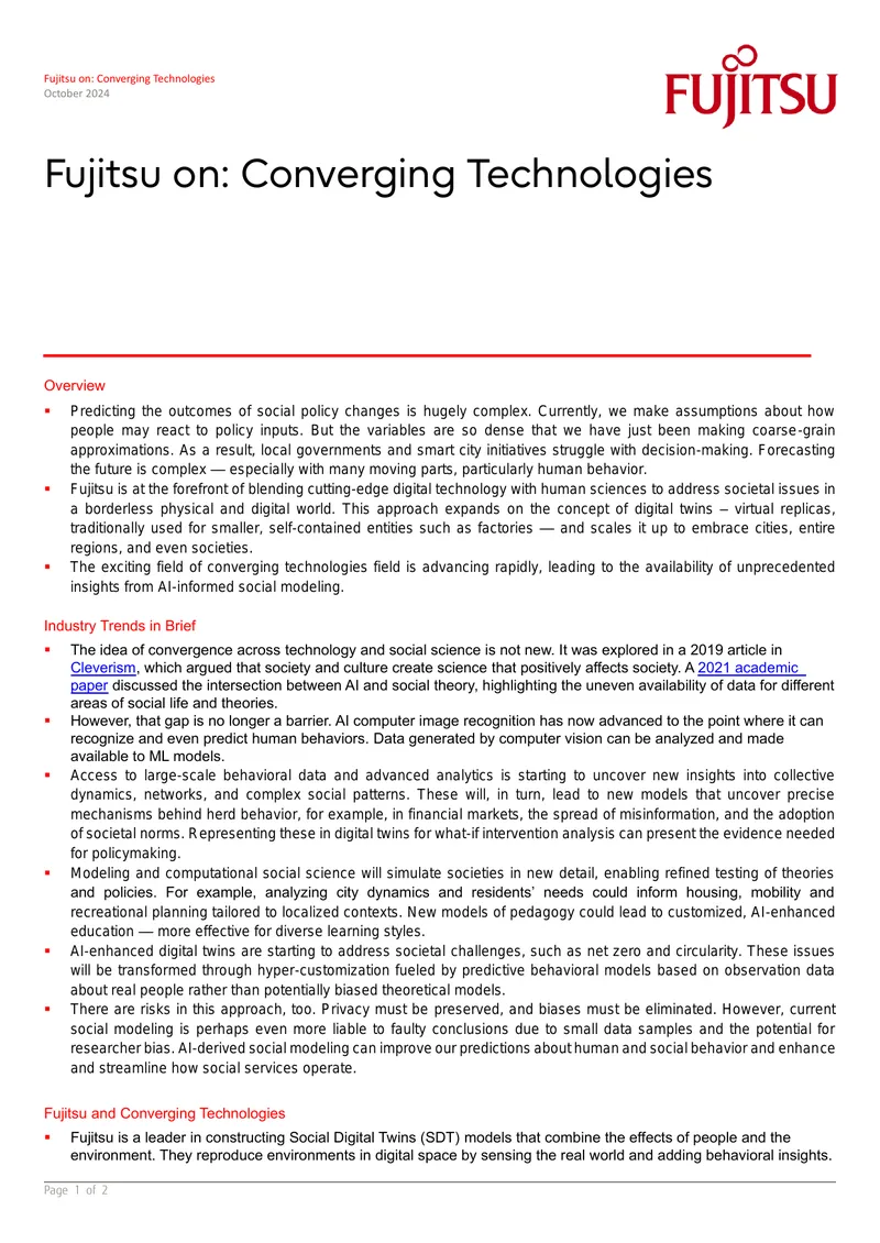Fujitsu's Approach to Converging Technologies