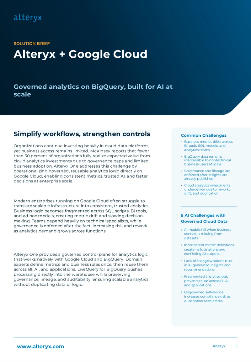 Governed Analytics Solution Brief for Google Cloud preview page 1