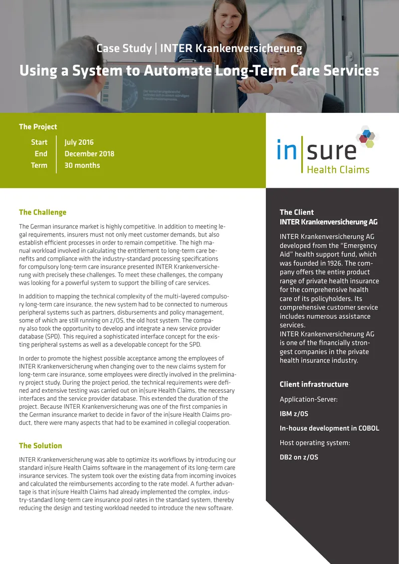 Case Study on Long-Term Care Insurance Automation